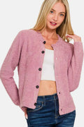 Zenana Button Down Long Sleeve Cardigan Sweater