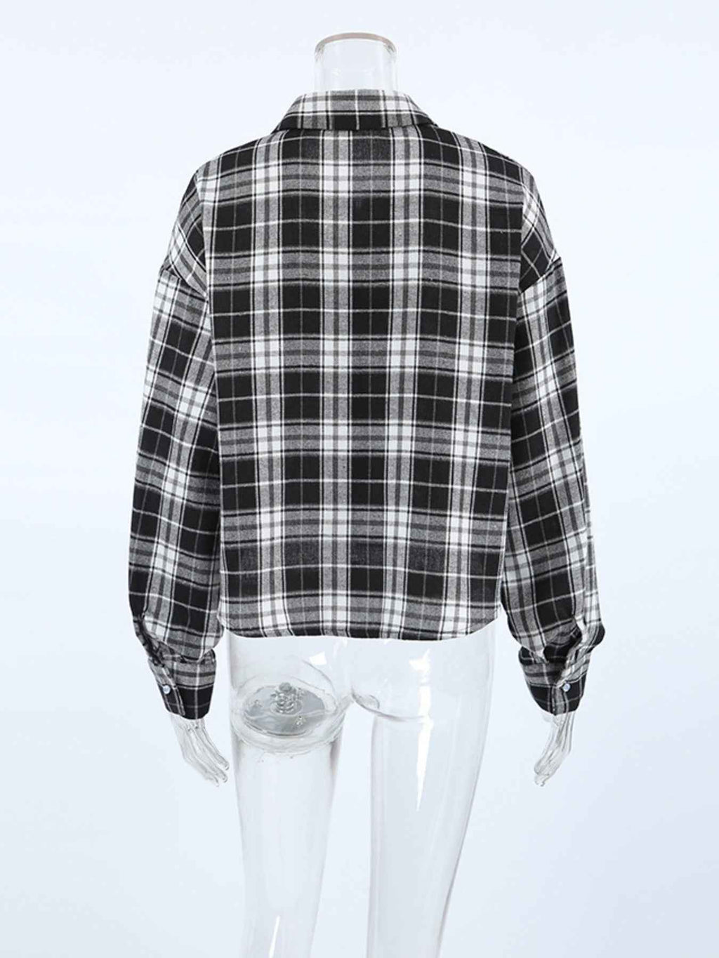 Black Oversized Plaid Button Up Shirt