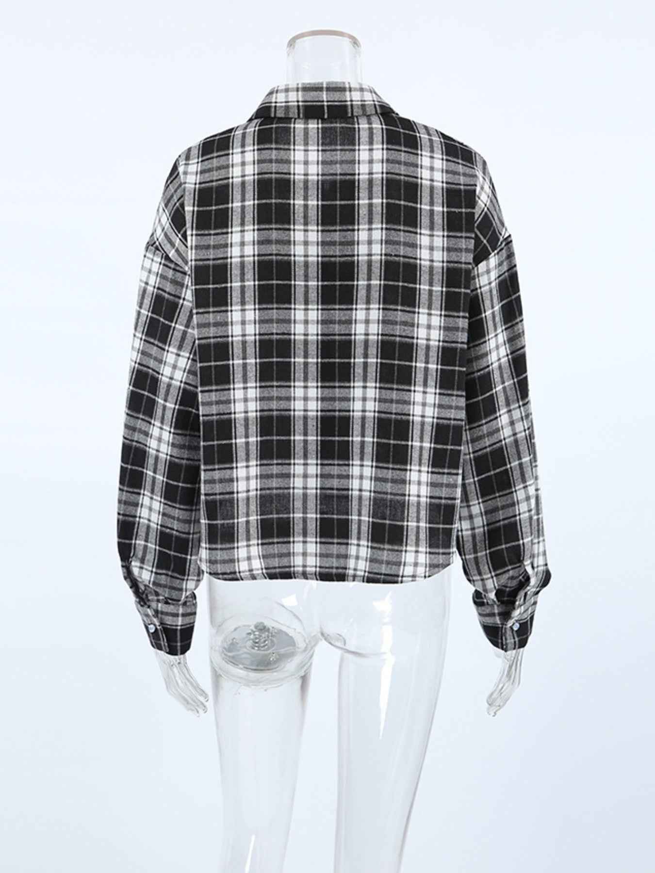 Black Oversized Plaid Button Up Shirt
