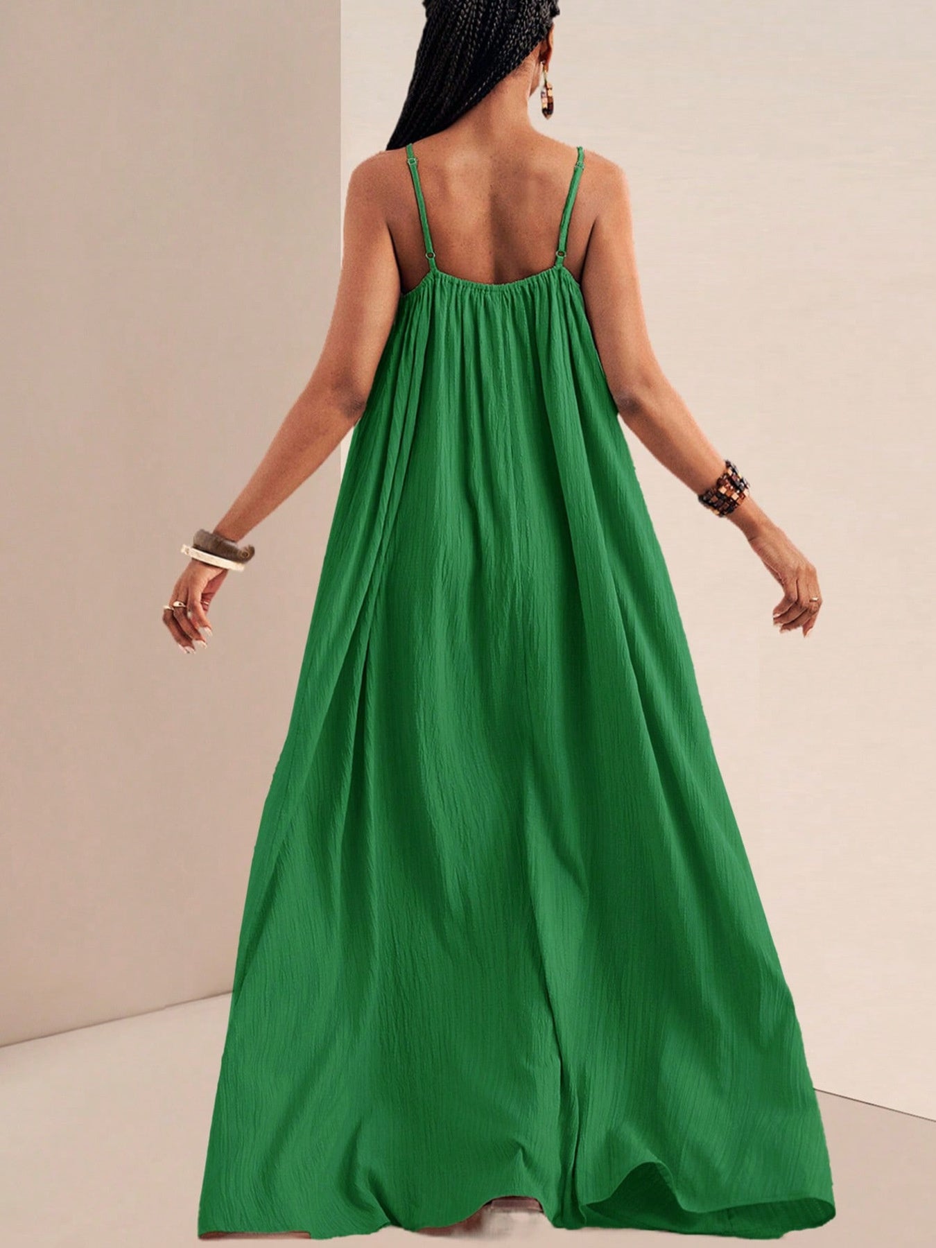 Spaghetti Strap Flowy Maxi Dress by Shopiebay