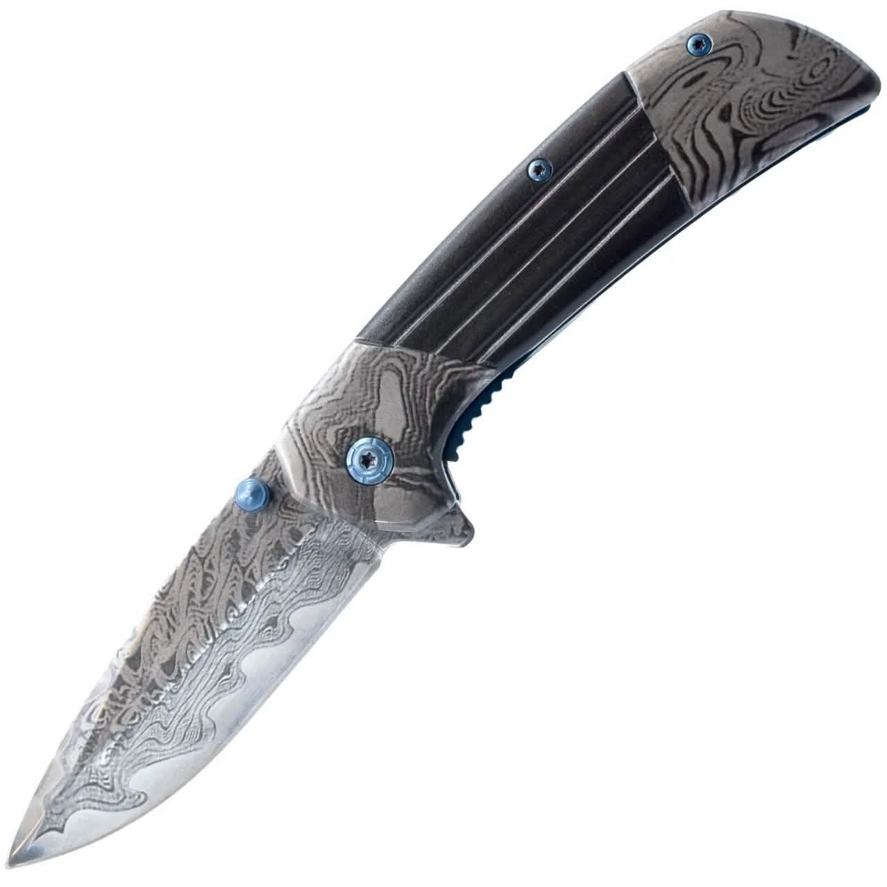 7.75" Titanium & Damascus Folding Knife by DailySale