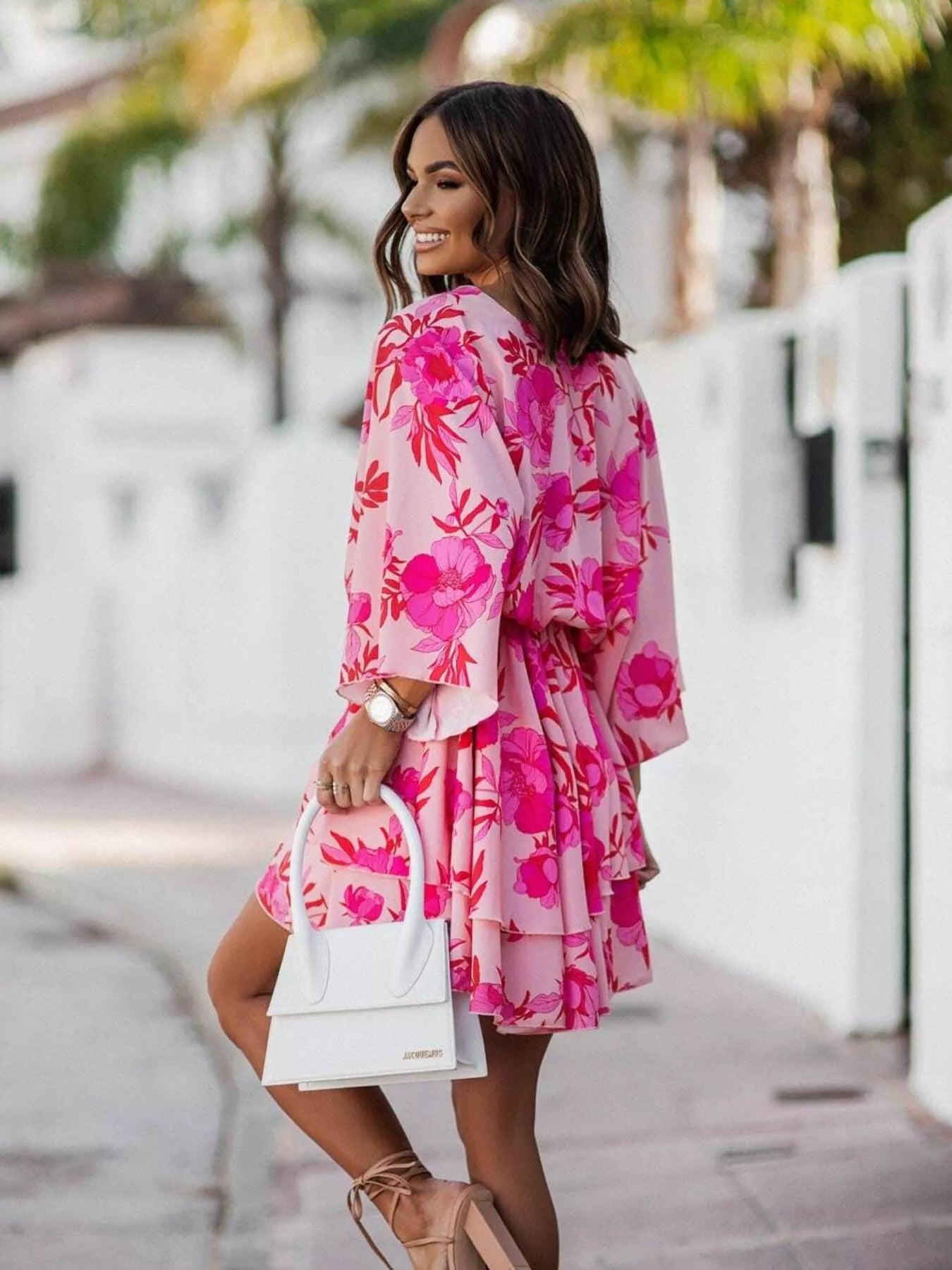Layered Printed Surplice Mini Dress by Shopiebay