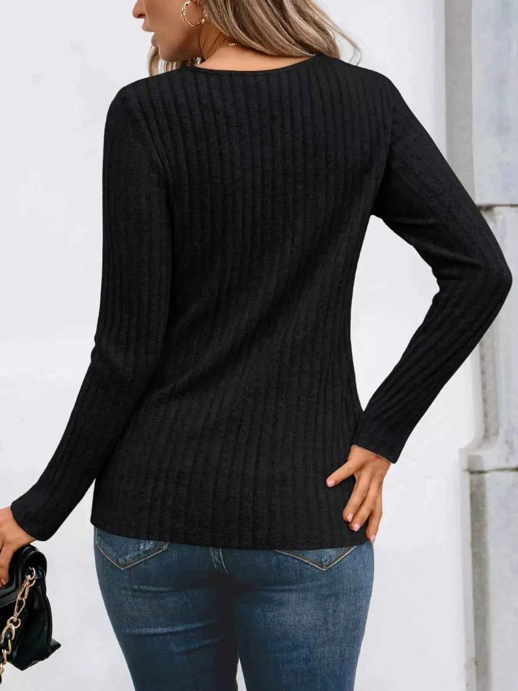 Ribbed Long Sleeve T Shirt