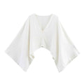 Asymmetric Linen Top Wide Leg Pants Two-piece Suit