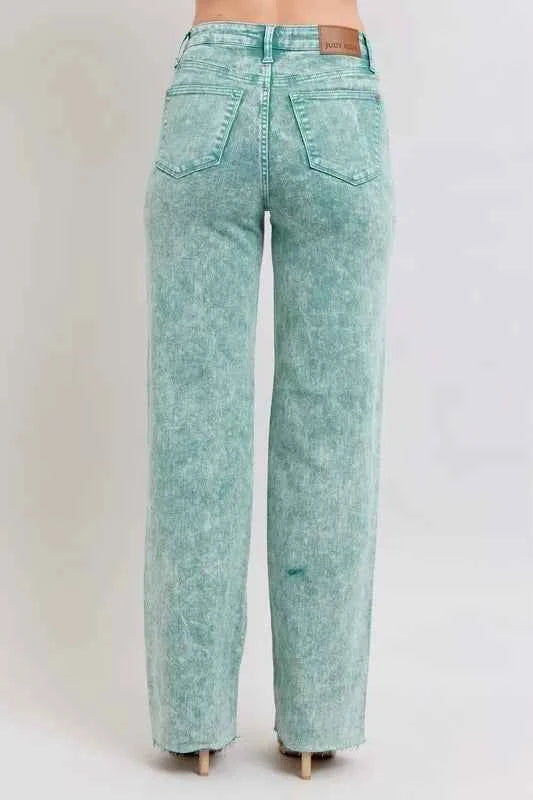 Judy Blue Full Size High Waist Garment Dyed Raw Hem Dad Jean Plus Size