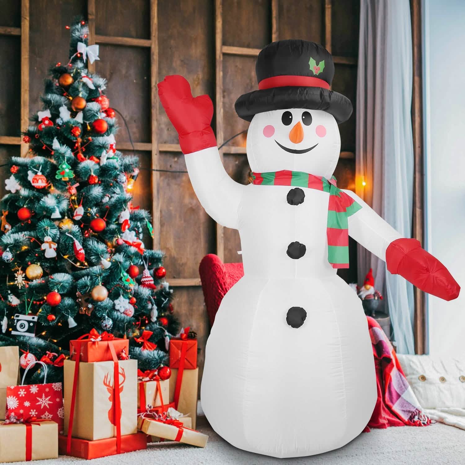 7.9ft Christmas Inflatable Giant Snowman Blow Up with LED Lights Hat Scarf by DailySale