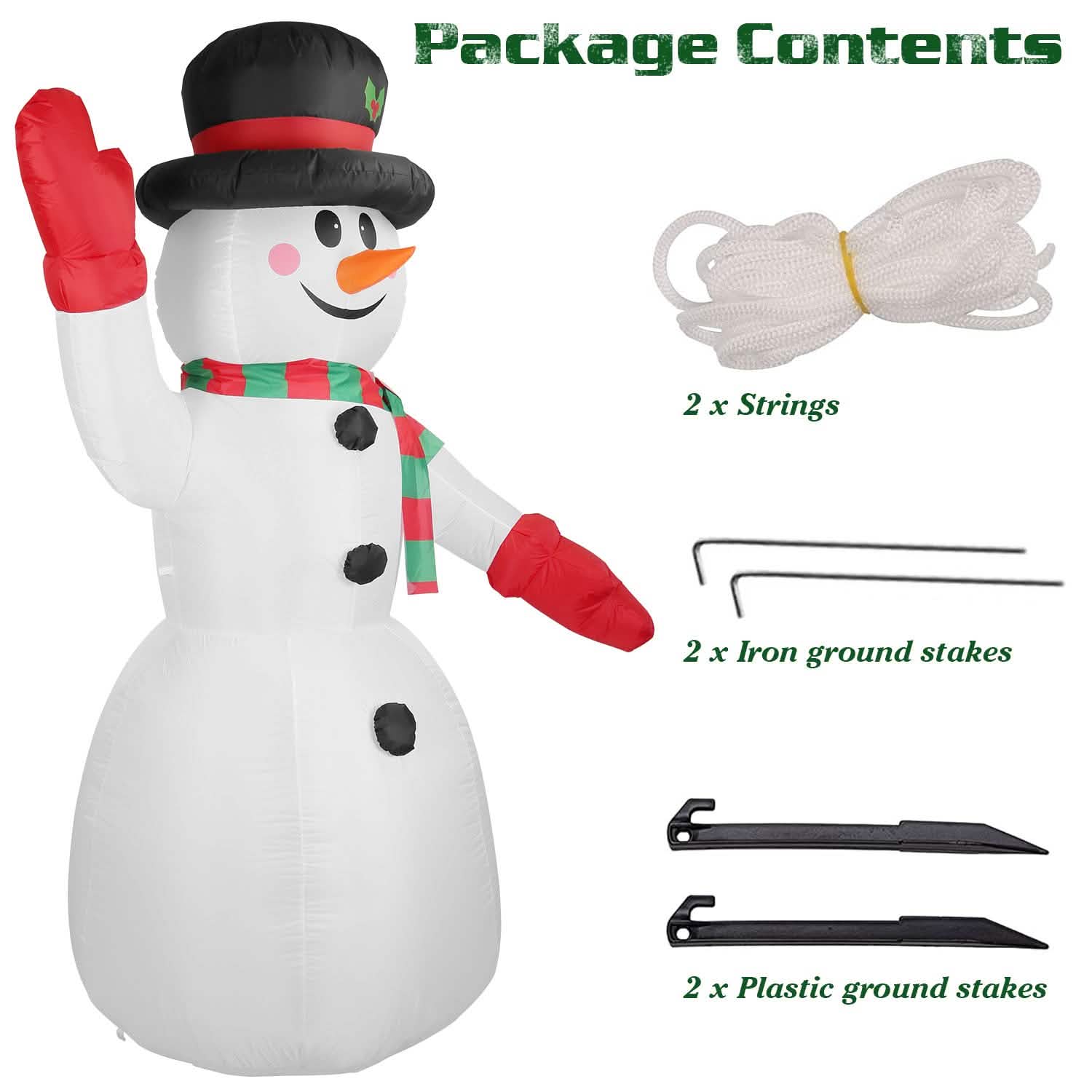 7.9ft Christmas Inflatable Giant Snowman Blow Up with LED Lights Hat Scarf by DailySale