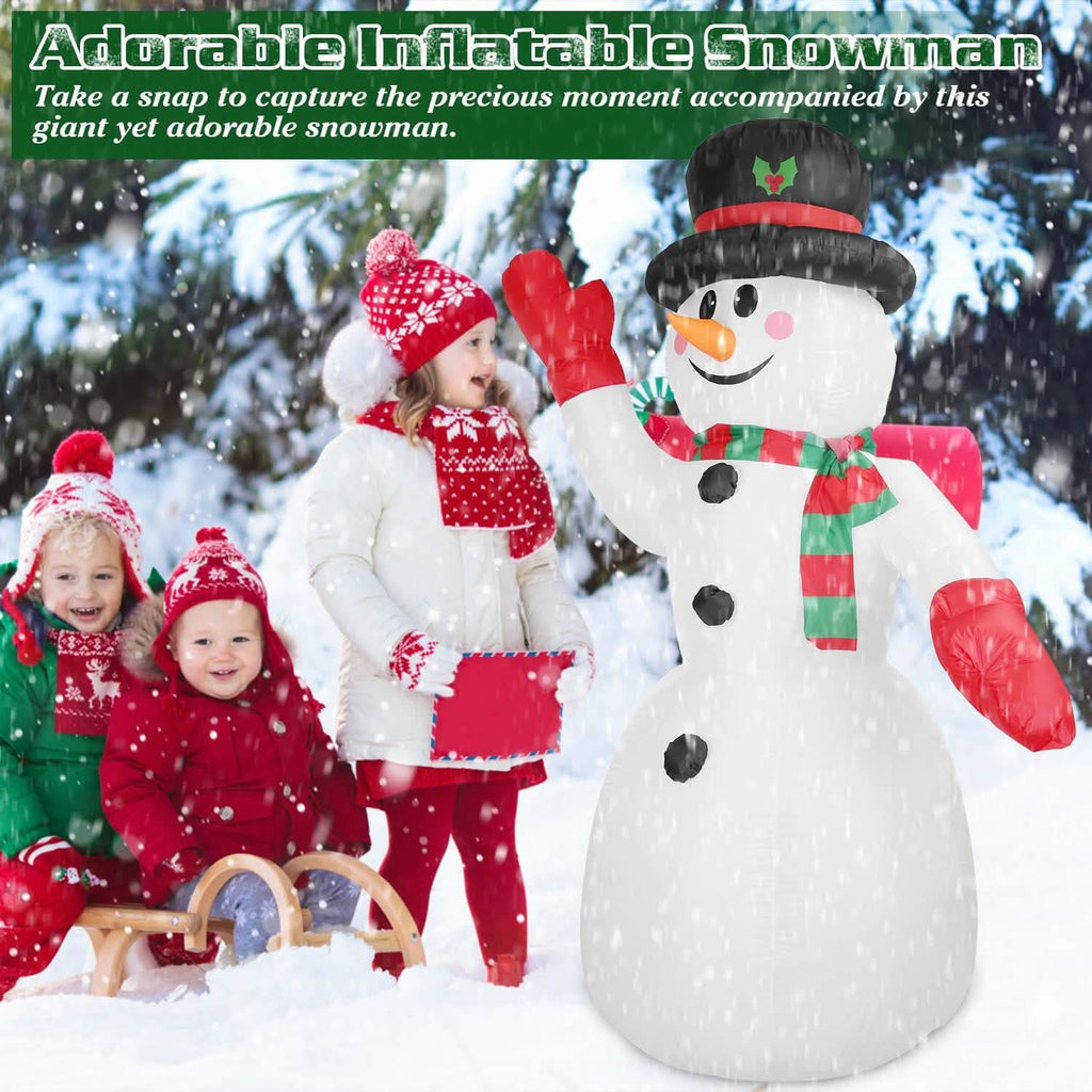 7.9ft Christmas Inflatable Giant Snowman Blow Up with LED Lights Hat Scarf by DailySale