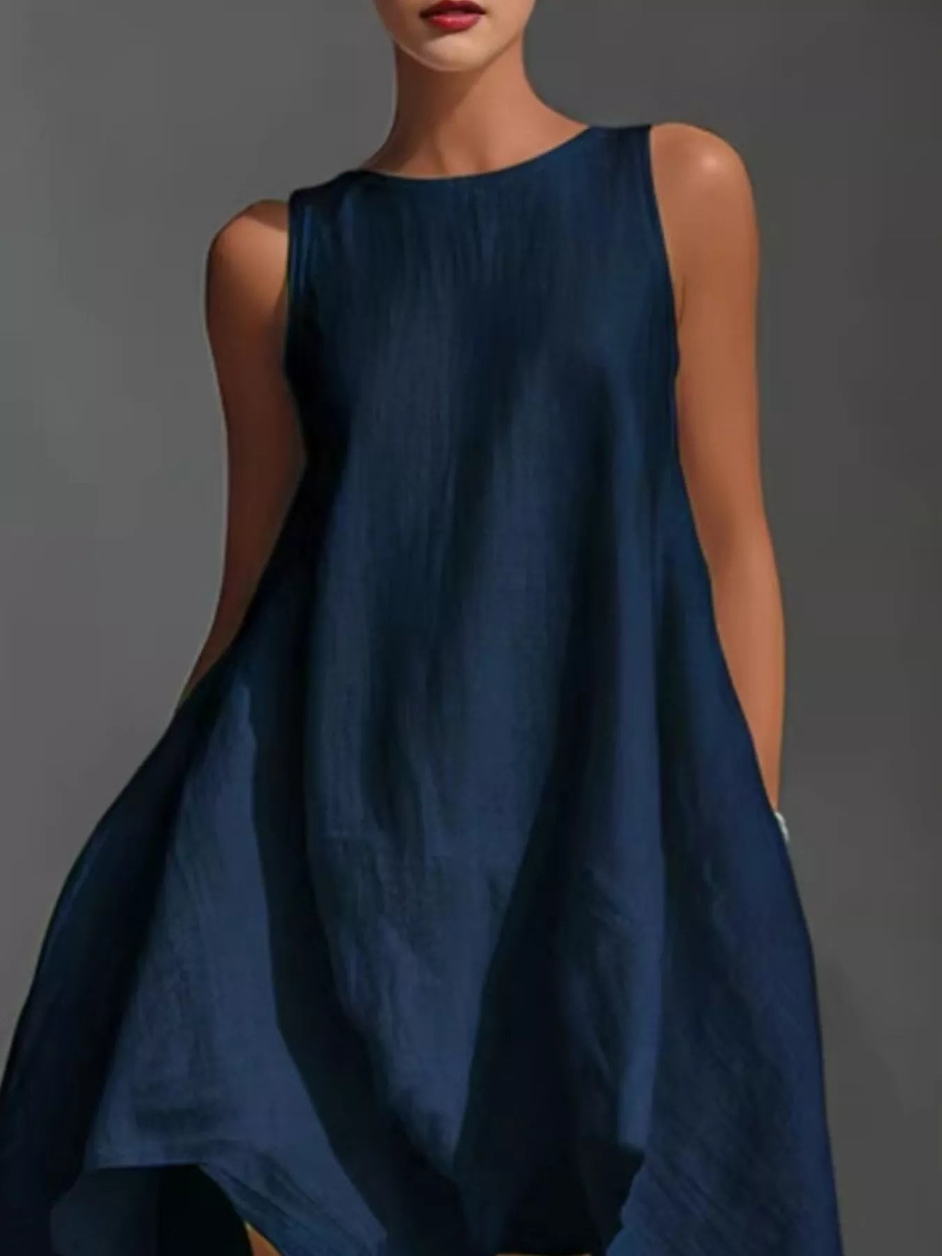 High-Low Round Neck Sleeveless Dress by Shopiebay