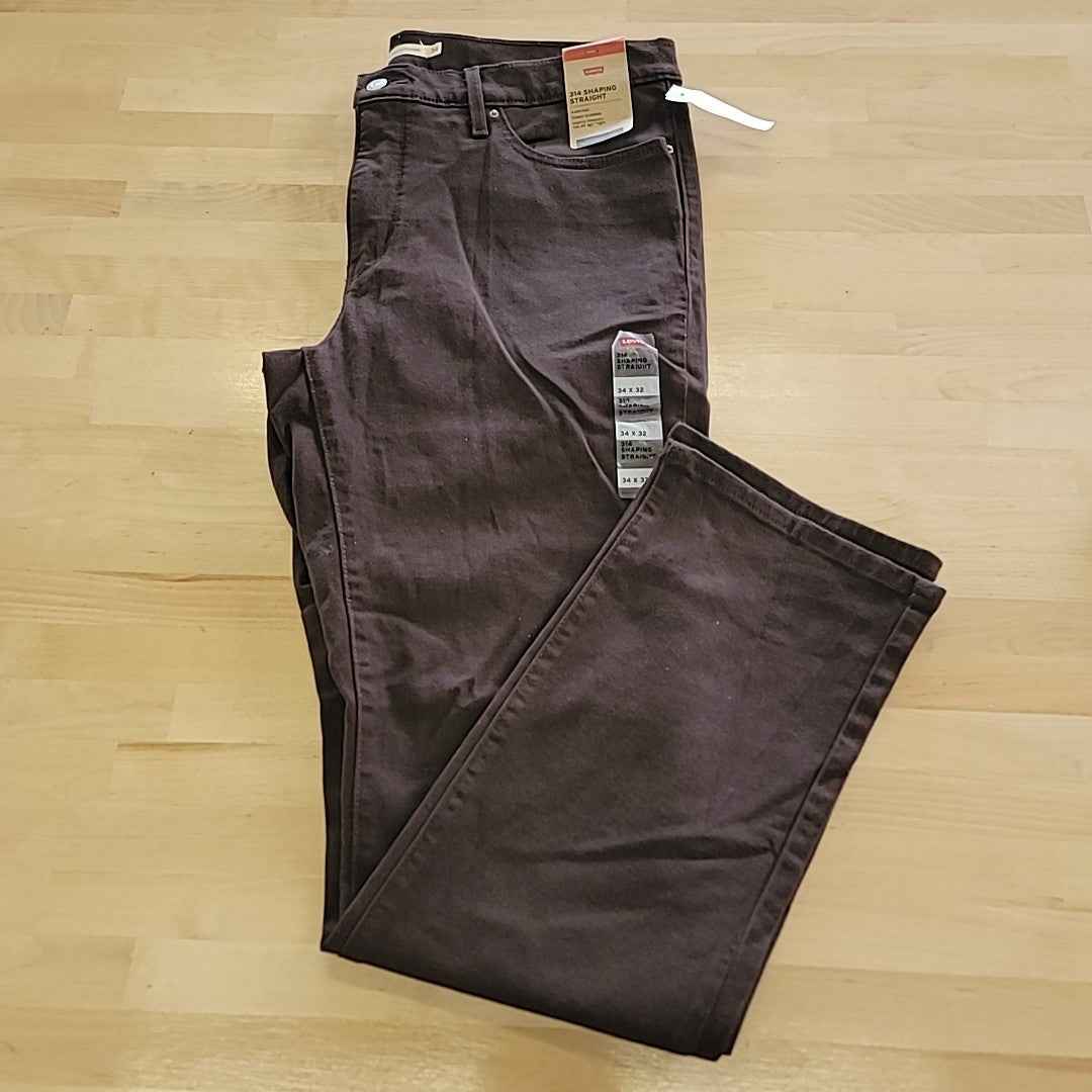 Levi's Size 34 314 Shaping Slimming Straight Leg Mid Rise Jeans - Mole