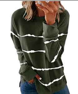Women's Tie Dye Striped Crewneck Loose Long Sleeve Sweatshirt