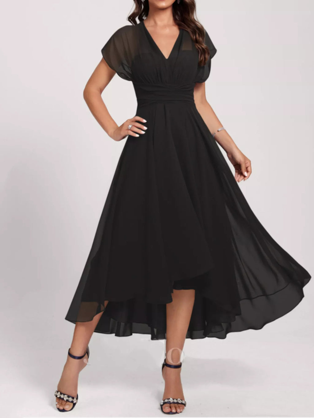 Ruched Crisscross A Line Midi Dress