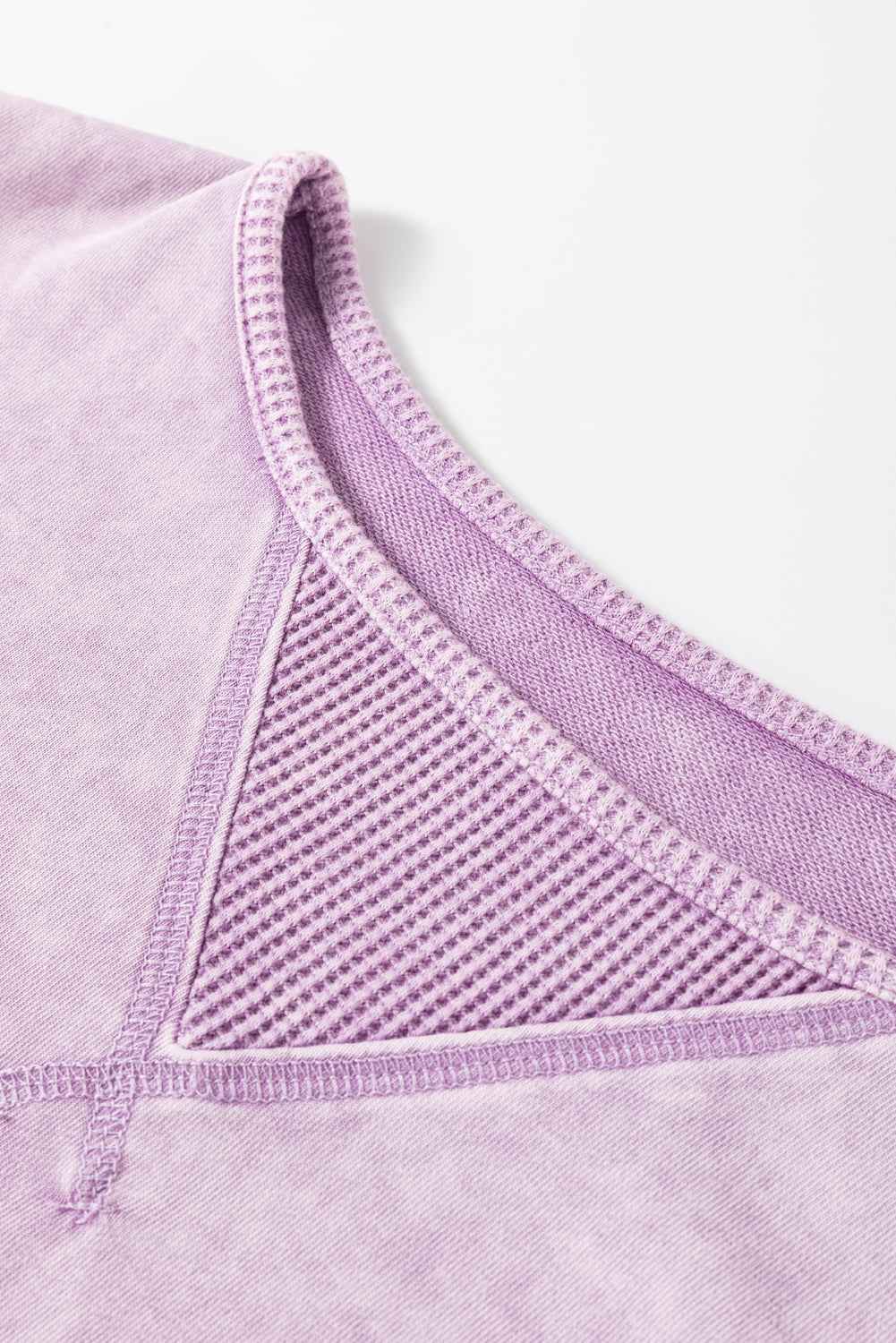 Orchid Petal Mineral Wash Drop Sleeve Patchwork Plus Tee