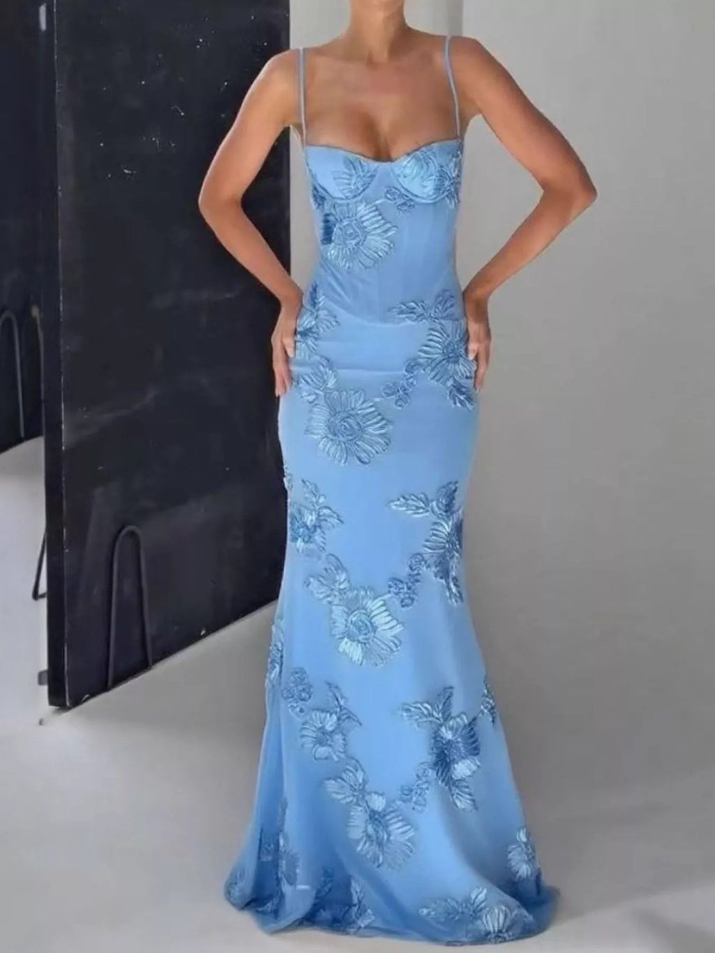 Sweetheart Neck Spaghetti Strap Maxi Dress by Shopiebay