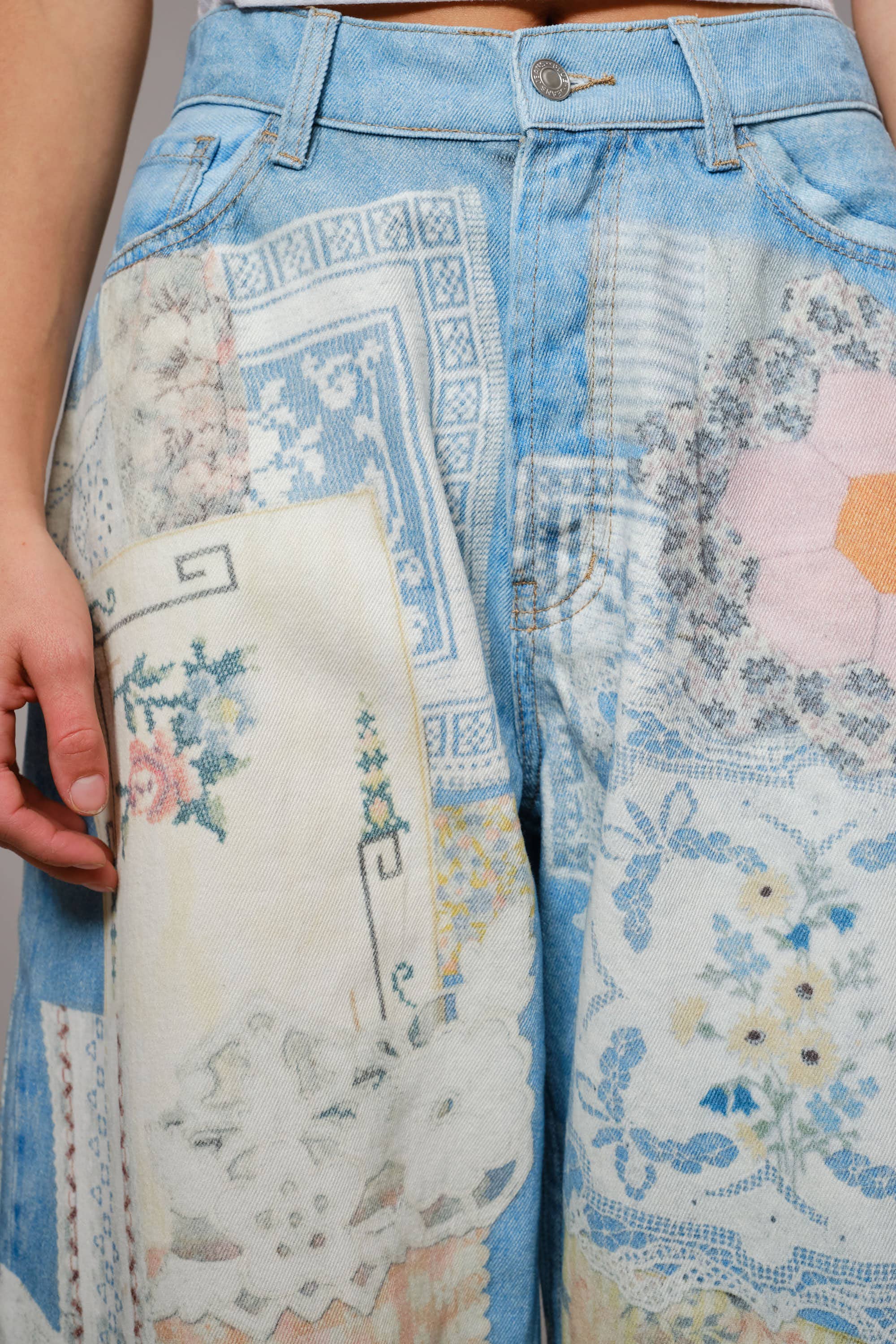 Emily Ann: Petticoat Patch Barrel Leg Jeans