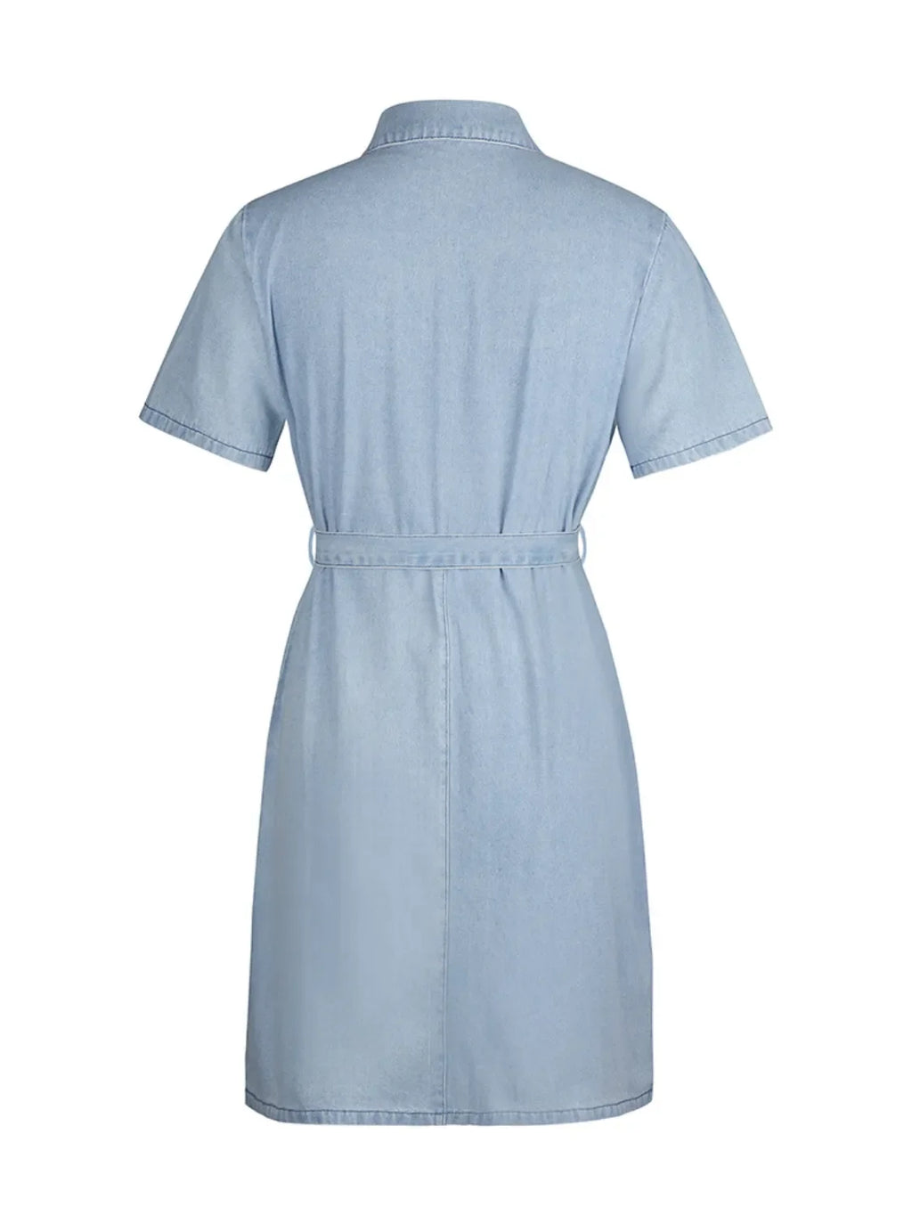 Full Size Zip Front Short Sleeve Denim Dress Plus Size by Selvanelle