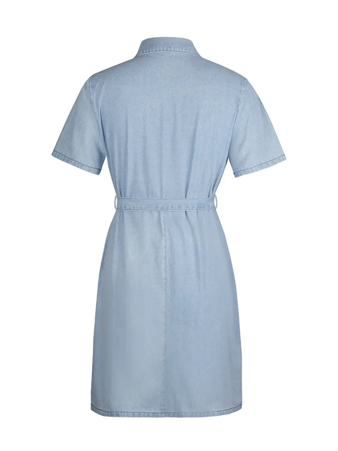 Full Size Zip Front Short Sleeve Denim Dress Plus Size by Selvanelle