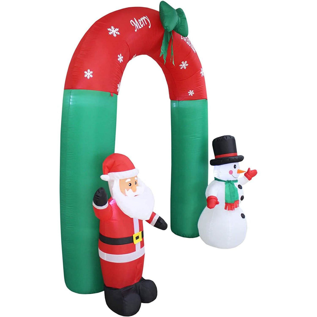8 Foot Tall Lighted Christmas Inflatable Santa Claus and Snowman Archway by DailySale