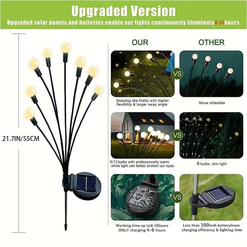 8 LED Solar Firefly Hanging Solar Lights by DailySale