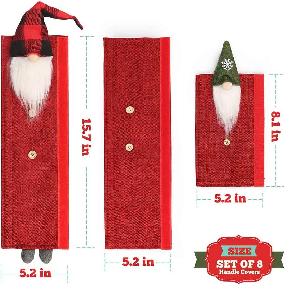 8-Piece: Gnome Christmas Refrigerator Handle Covers Set by DailySale