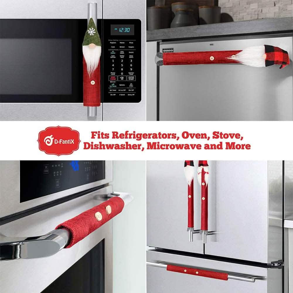8-Piece: Gnome Christmas Refrigerator Handle Covers Set by DailySale