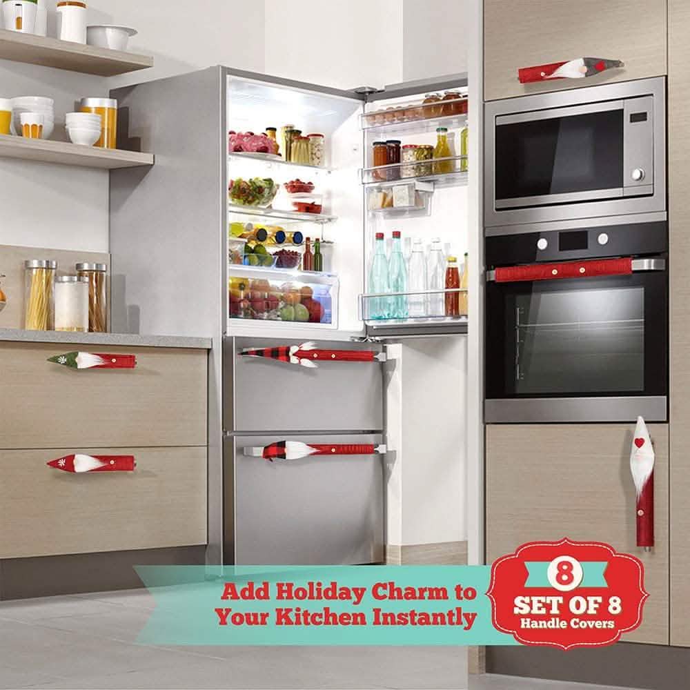 8-Piece: Gnome Christmas Refrigerator Handle Covers Set by DailySale