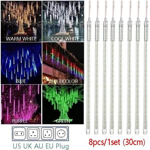 8-Pieces: Waterproof LED Meteor Shower Rain Lights by DailySale