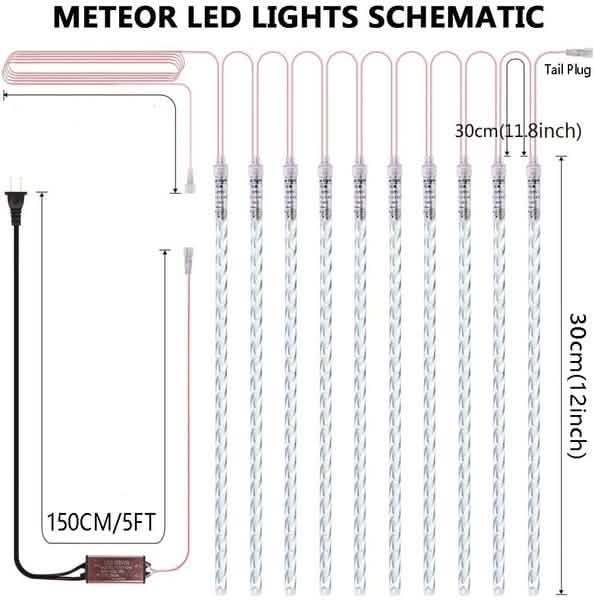 8-Pieces: Waterproof LED Meteor Shower Rain Lights by DailySale