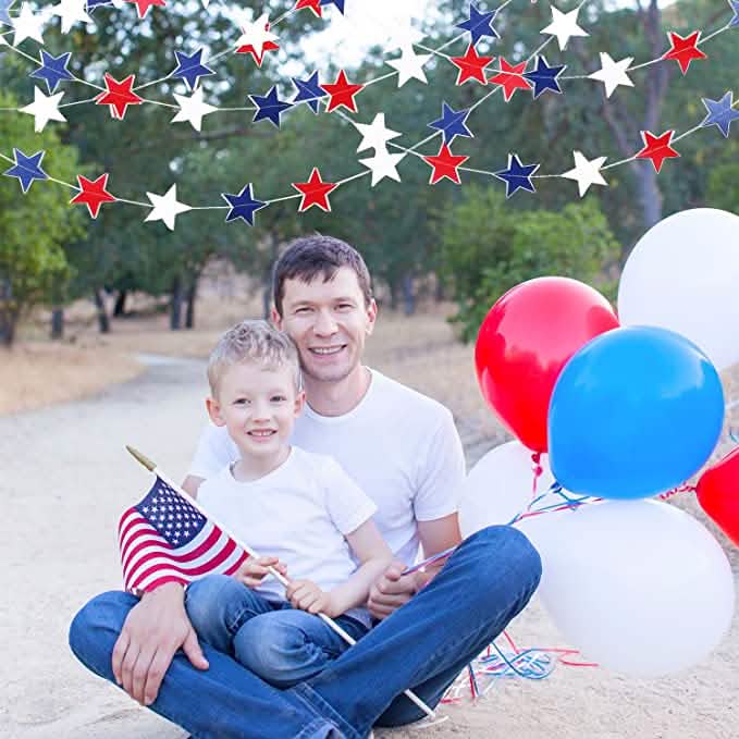 8 Strands Patriotic Star Streamers Banner Garland by DailySale