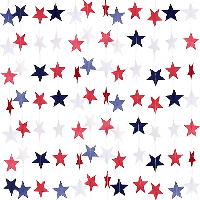 8 Strands Patriotic Star Streamers Banner Garland by DailySale