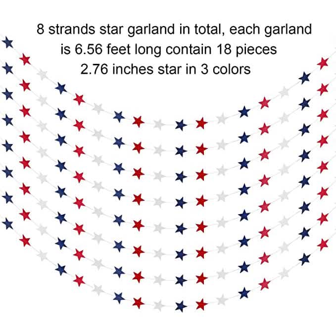 8 Strands Patriotic Star Streamers Banner Garland by DailySale
