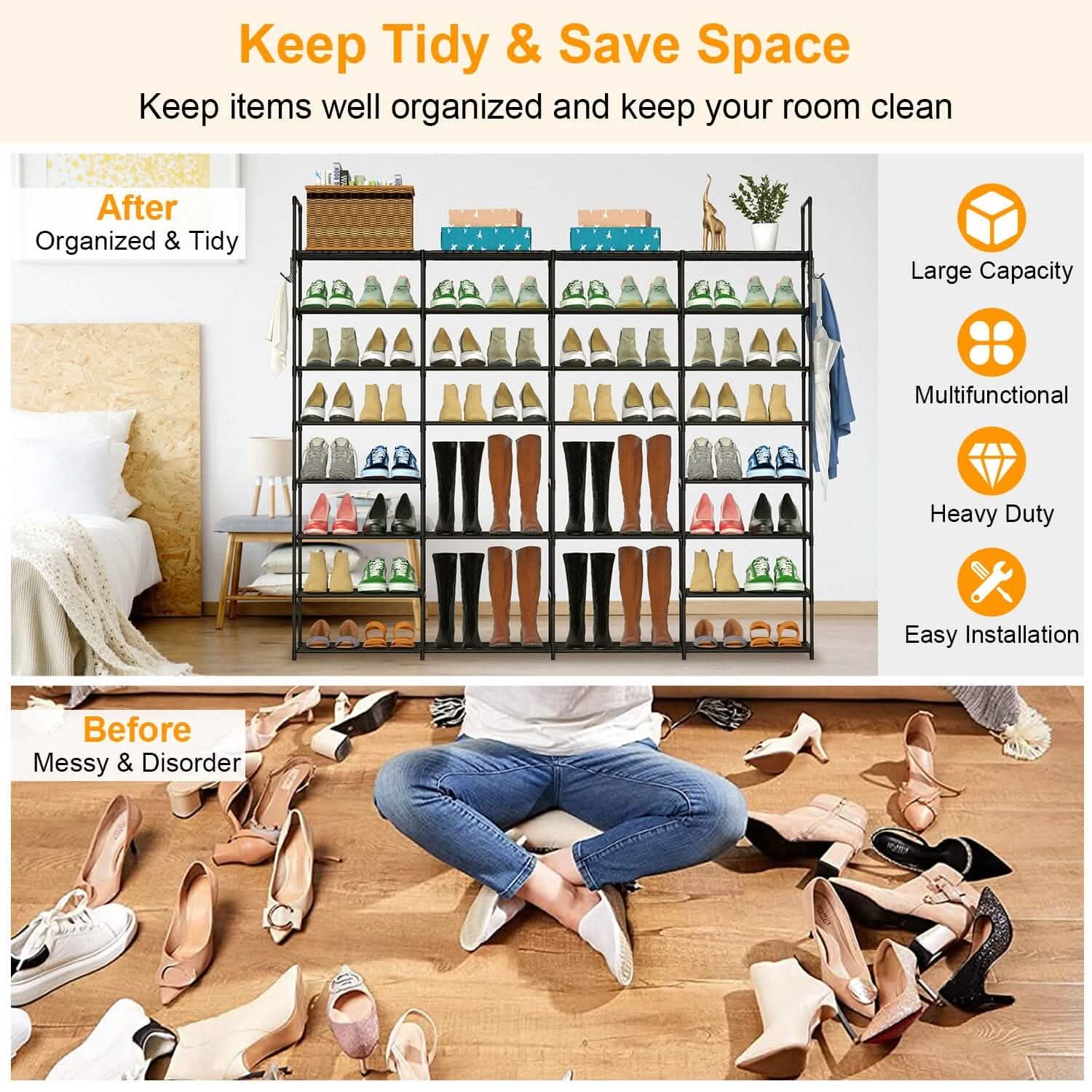 8-Tier Shoe Rack Metal Shoe Storage Shelf by DailySale