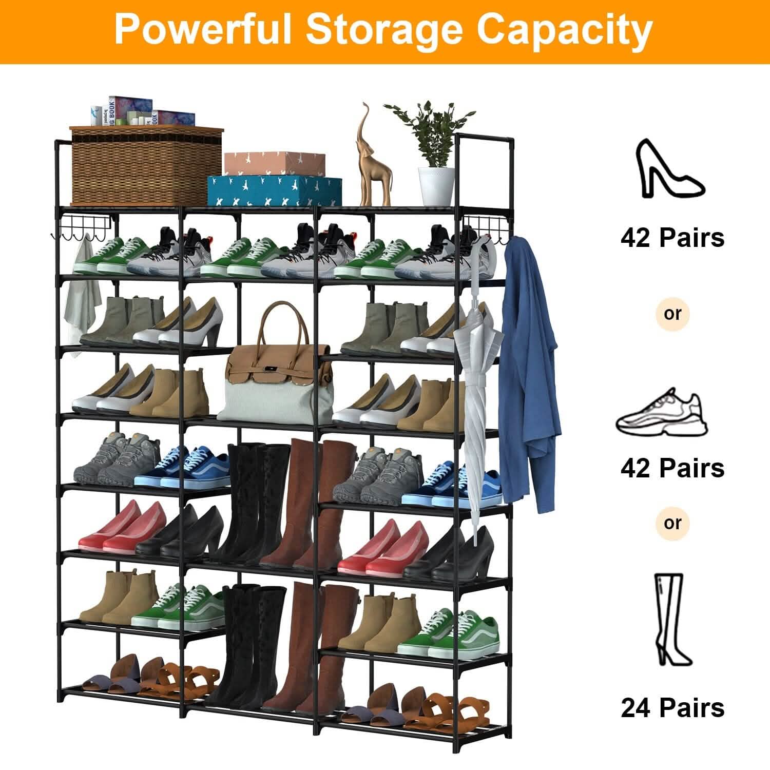 8-Tier Shoe Rack Metal Shoe Storage Shelf by DailySale
