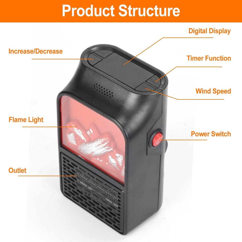 800w Plug-In Space Heater Wall Outlet with 360° Rotatable Plug by DailySale