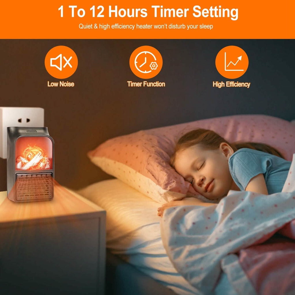 800w Plug-In Space Heater Wall Outlet with 360° Rotatable Plug by DailySale