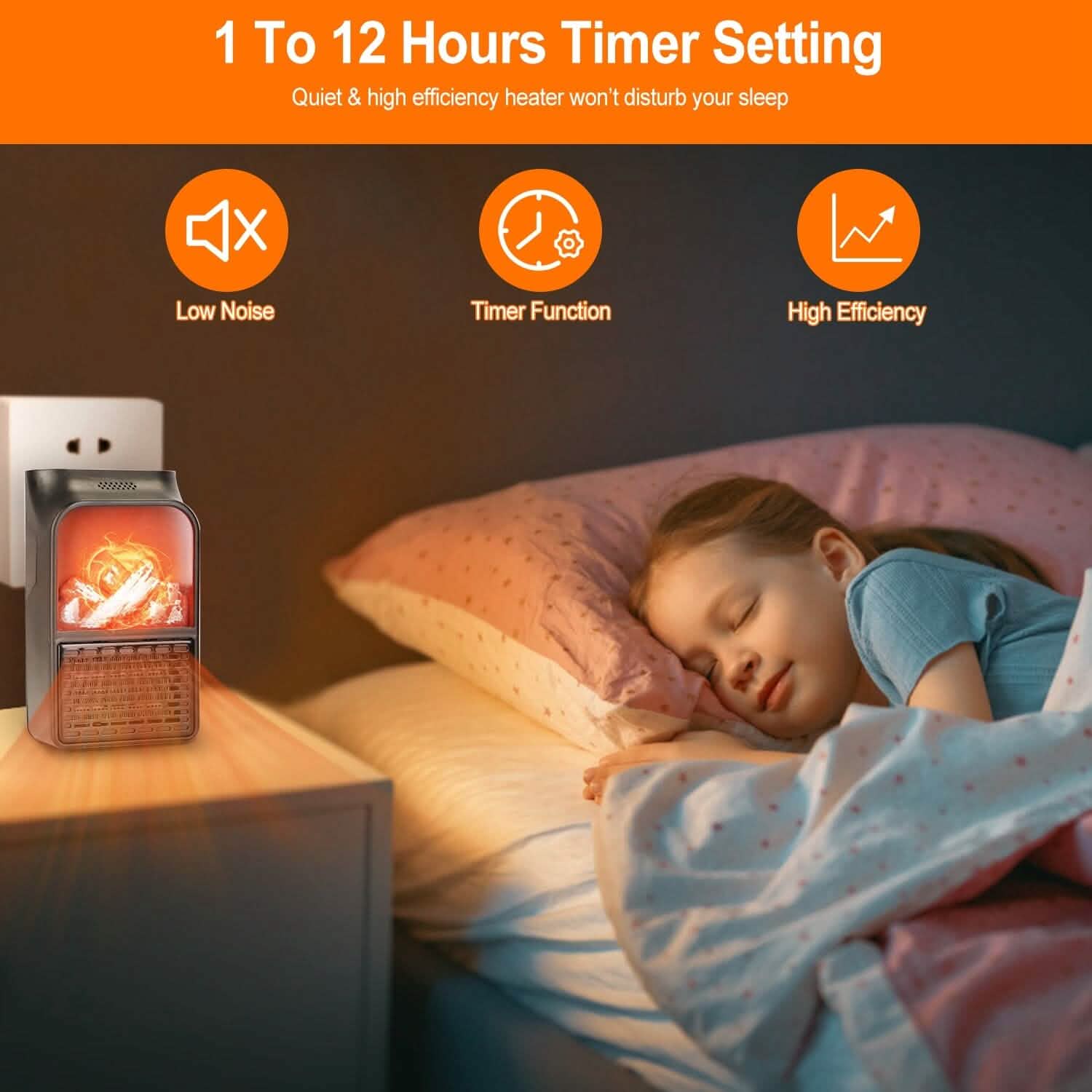 800w Plug-In Space Heater Wall Outlet with 360° Rotatable Plug by DailySale