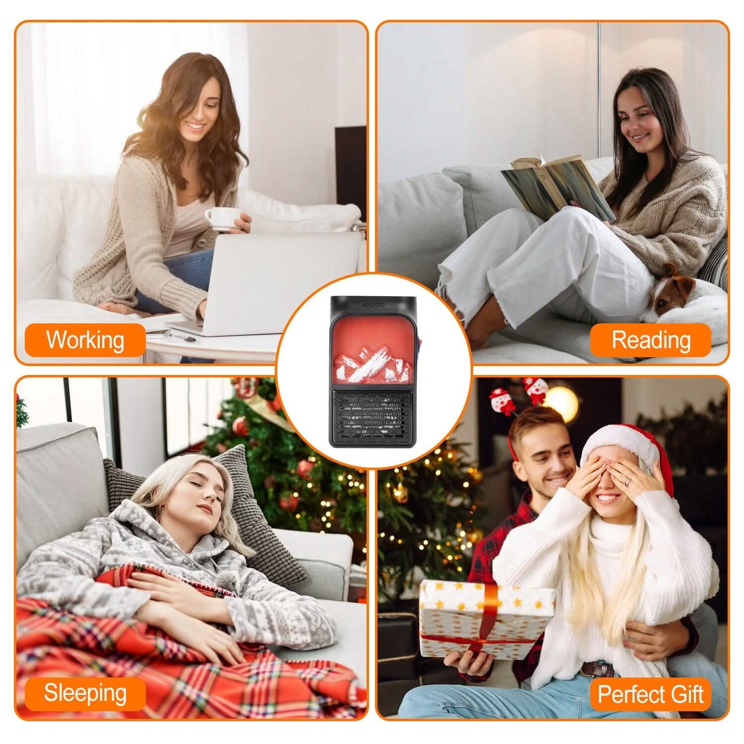 800w Plug-In Space Heater Wall Outlet with 360° Rotatable Plug by DailySale