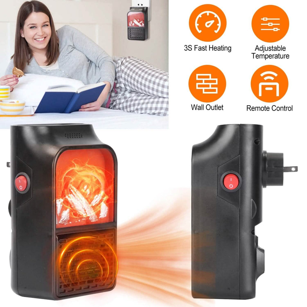 800w Plug-In Space Heater Wall Outlet with 360° Rotatable Plug by DailySale