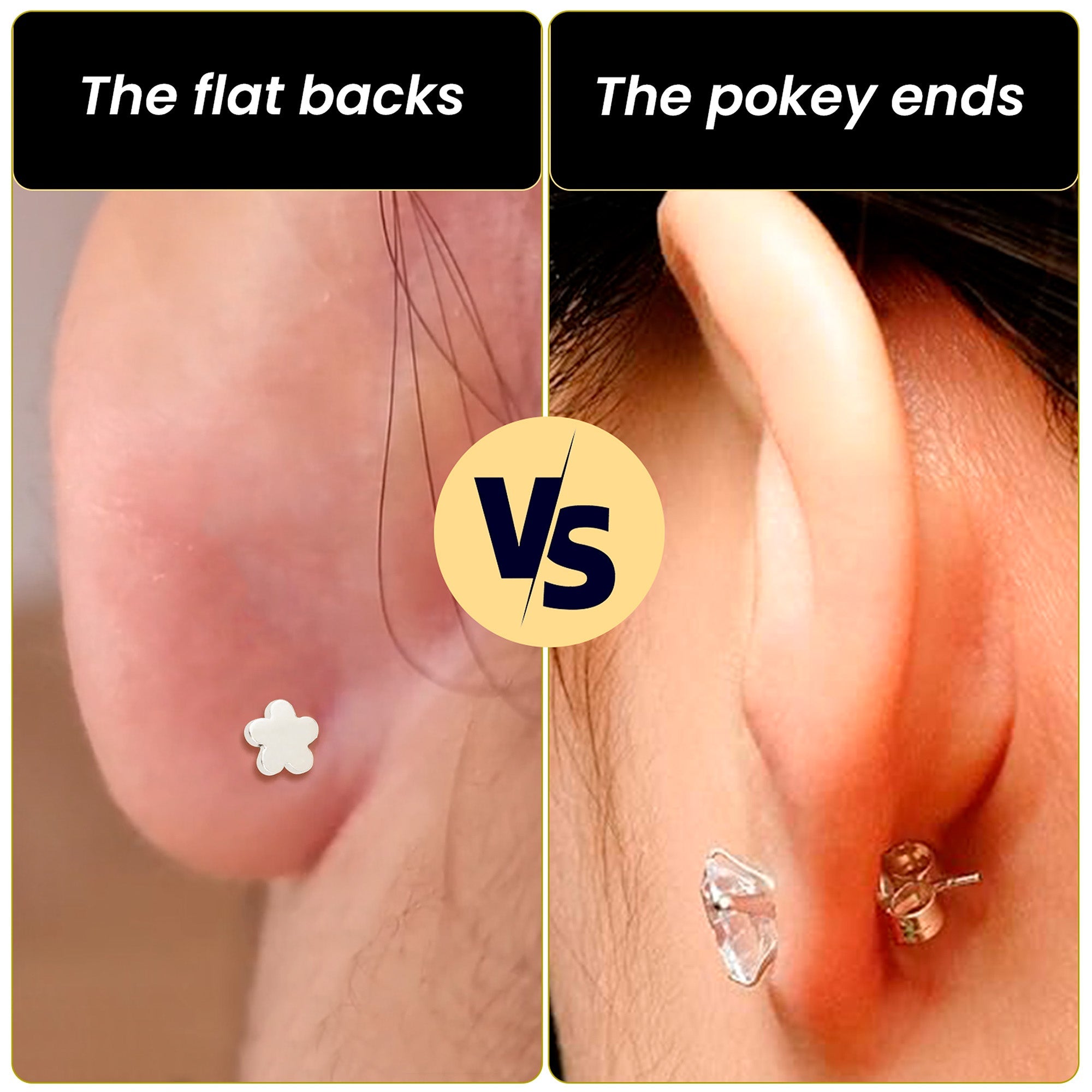 18G 1/4 Clear Gem Implant Grade Titanium Threadless Flower Reversible Flat Back Earring by BodyCandy