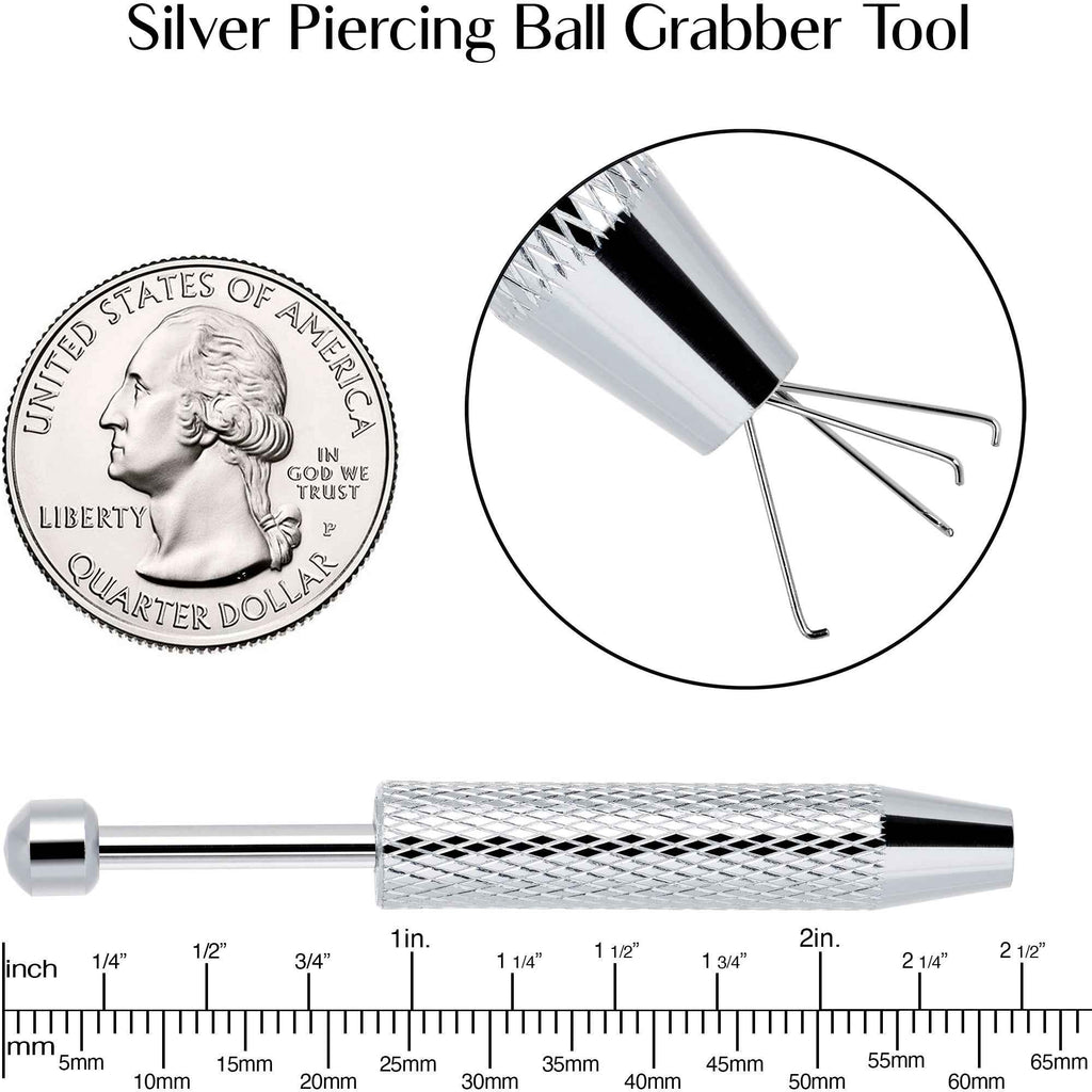 Silver Piercing Ball Grabber Tool 2.48 Inch Length by BodyCandy