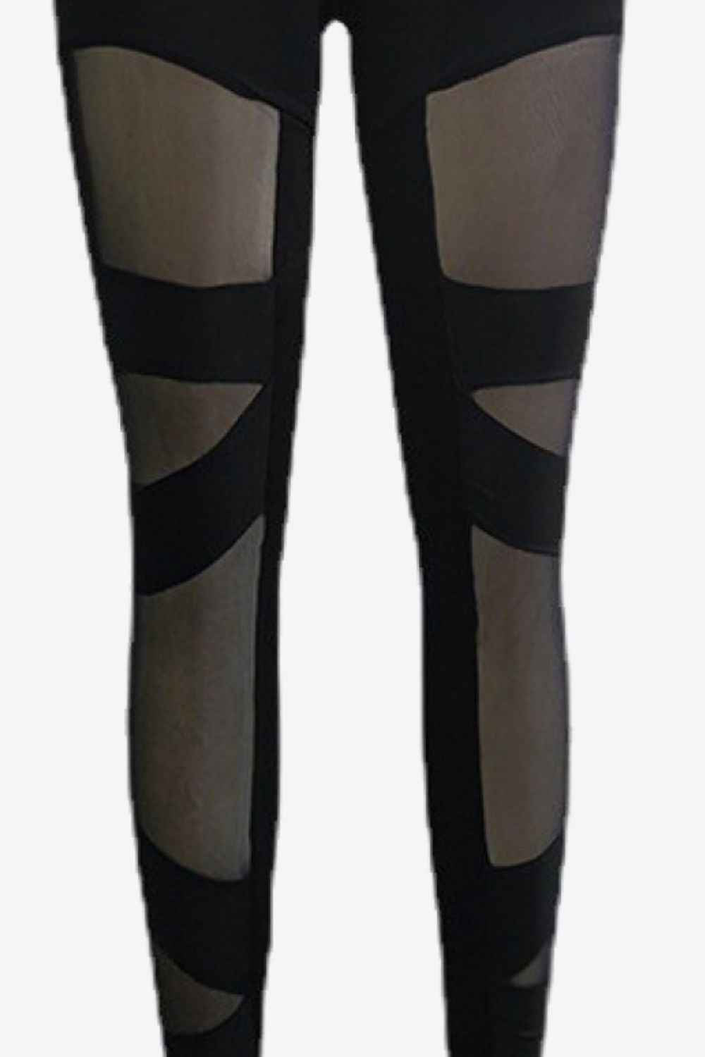Spliced Mesh Leggings Black