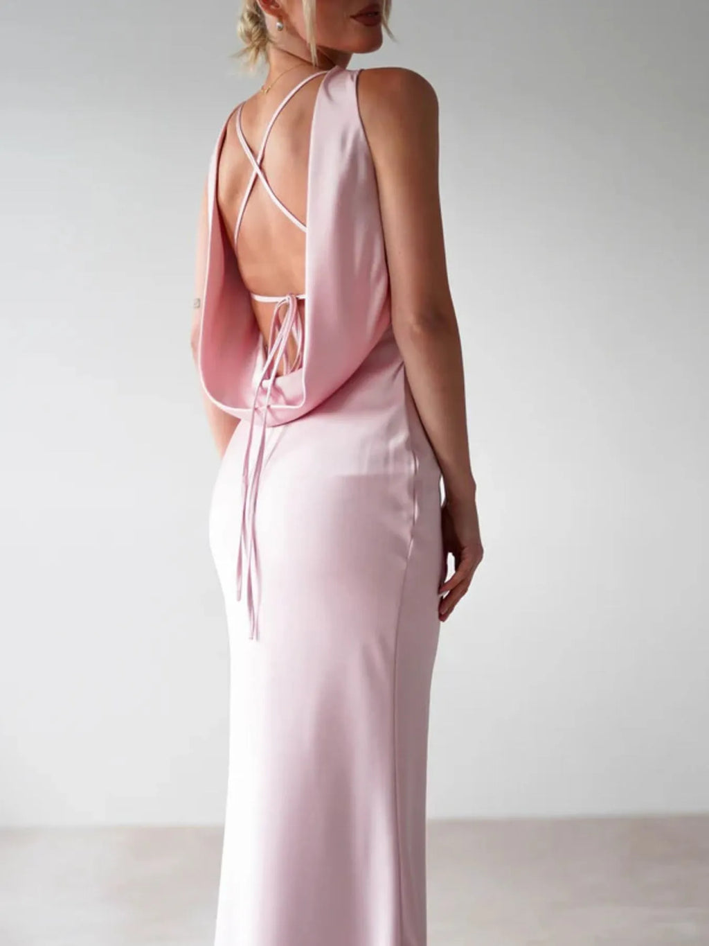 Satin Sleeveless Maxi Dress by Shopiebay