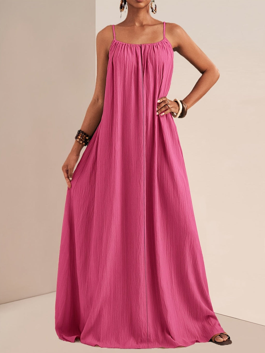 Spaghetti Strap Flowy Maxi Dress by Shopiebay