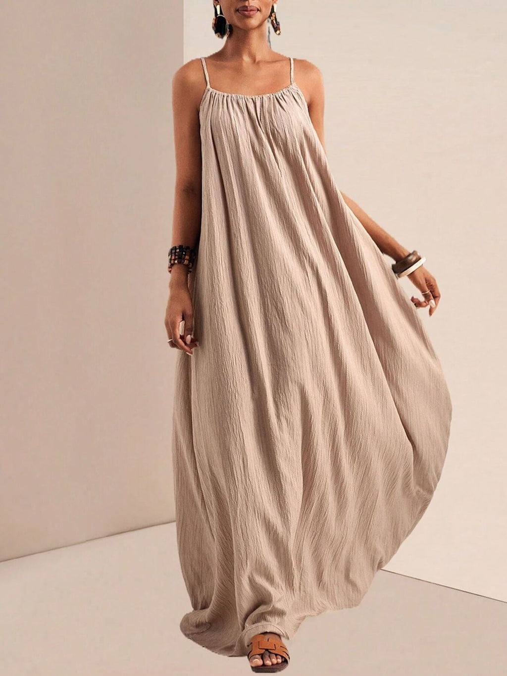 Spaghetti Strap Flowy Maxi Dress by Shopiebay