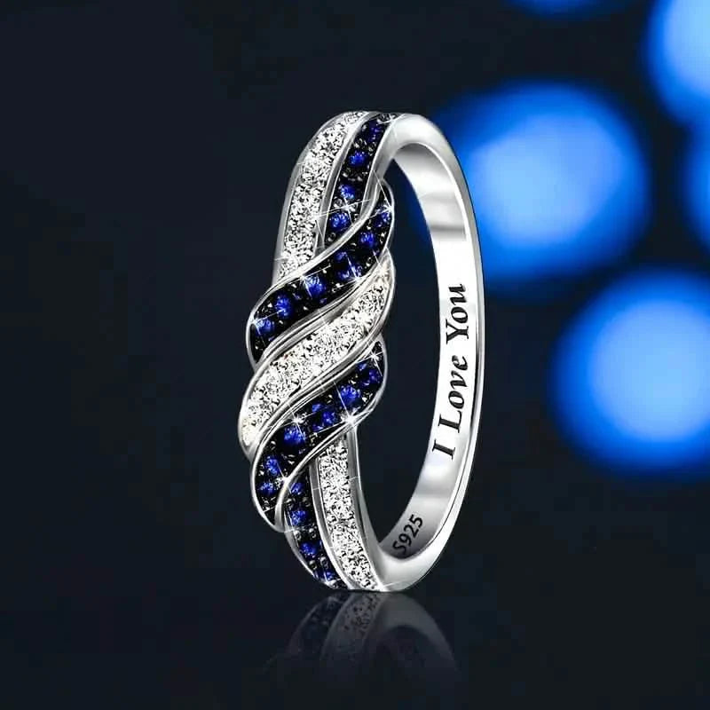 Sparkling Blue Cubic Zirconia Infinity Love Ring – 925 Sterling Silver by DailySale