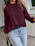 Cold Shoulder Frill Neck Blouse