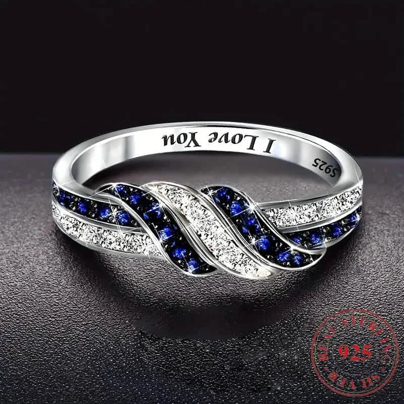 Sparkling Blue Cubic Zirconia Infinity Love Ring – 925 Sterling Silver by DailySale