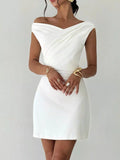 Elegant Off-Shoulder Draped Mini Dress by Shopiebay