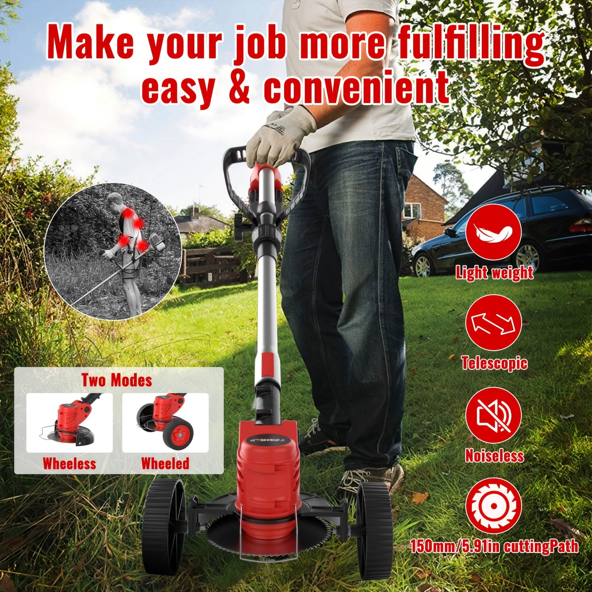 Portable Wireless Electric Lawn Mower & Garden Weeder by DailySale