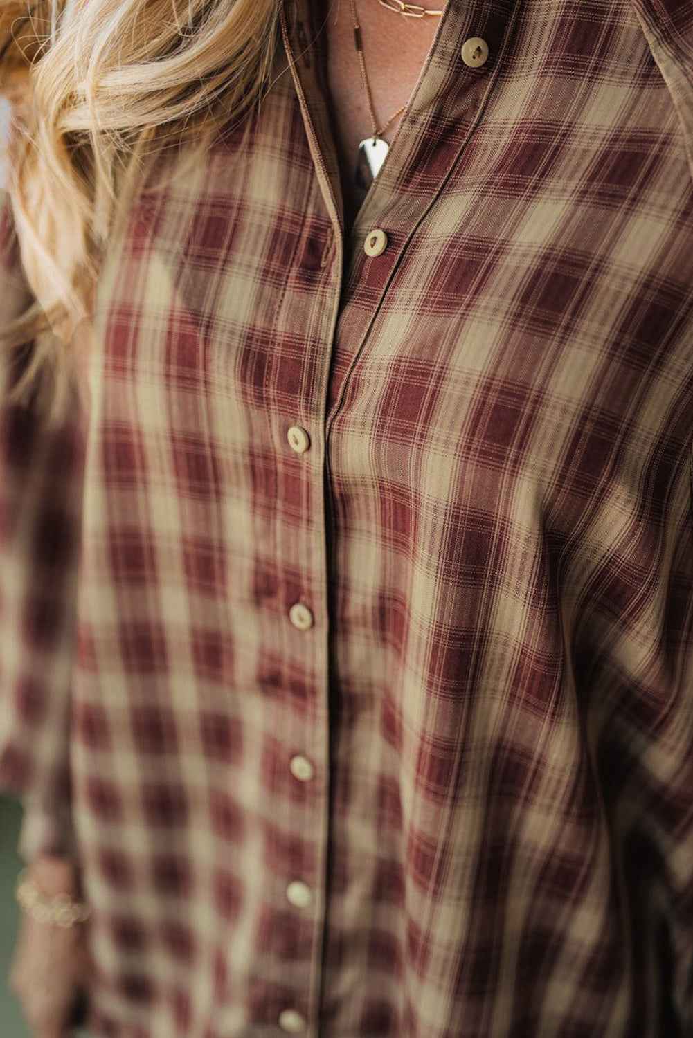 Red Plaid Print Ruffled Long Sleeve Patchwork Hem Mini Shirt Dress